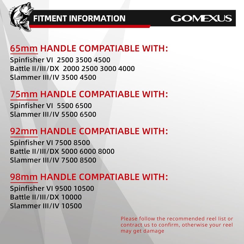 GOMEXUS Power Handle for Penn Spinfisher VI VII Slammer III IV(Make Sure Your Reel Model,Not for All Spinfisher Long Cast/V)-Please Pay Attention to The Adaptation Table - Image 2